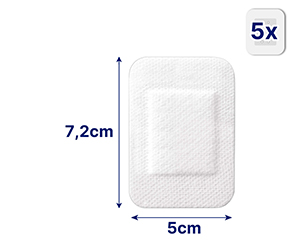 HANSAPLAST Υπερευαίσθητος επίδεσμος τραύματος 5x7,2 cm XL, 5 τεμάχια