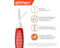 ELMEX Μεσοδόντια βουρτσάκια ISO μέγεθος 2 0,5 mm κόκκινο, 8 τεμάχια