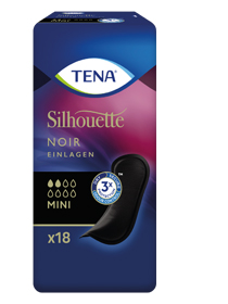 TENA SILHOUETTE Ενθέματα mini noir, 18 τμχ