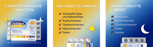 OLYGRIPPAL Ημέρα & Νύχτα 500 mg/60 mg δισκία, 16 τεμάχια