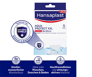 HANSAPLAST Αποστειρωμένος επίδεσμος τραύματος Aqua Protect 8x10 cm, 5 τεμάχια