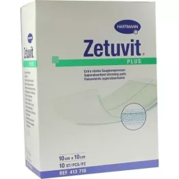 ZETUVIT Plus extra ισχυρή απορροφητική κομπρέσα αποστειρωμένη 10x10 cm, 10 τεμάχια