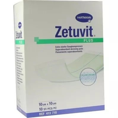 ZETUVIT Plus extra ισχυρή απορροφητική κομπρέσα αποστειρωμένη 10x10 cm, 10 τεμάχια