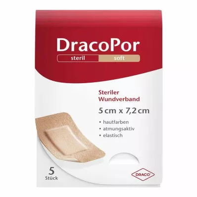 DRACOPOR Επίδεσμος τραύματος 5x7,2 cm αποστειρωμένος στο χρώμα του δέρματος, 5 τεμάχια