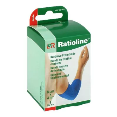 RATIOLINE επίδεσμος οξείας στερέωσης συνεκτικός 8 cmx4 m μπλε, 1 τεμάχιο
