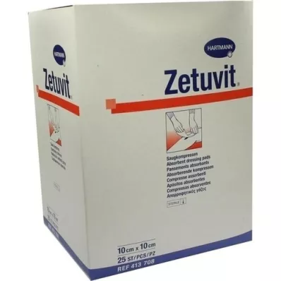 ZETUVIT Κομπρέσες αναρρόφησης αποστειρωμένες 10x10 cm, 25 τεμάχια