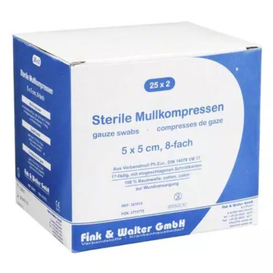 MULLKOMPRESSEN 5x5 cm αποστειρωμένο 8πτυχο, 25X2 τεμ MULLKOMPRESSEN 5x5 cm αποστειρωμένο 8πτυχο, 25X2 τεμ
