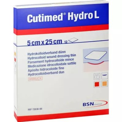 CUTIMED Hydro L υδροκολλοειδής επίδεσμος λεπτός 5x25 cm, 12 τεμάχια