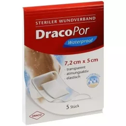 DRACOPOR αδιάβροχος επίδεσμος τραύματος 5x7,2 cm αποστειρωμένος, 5 τεμ