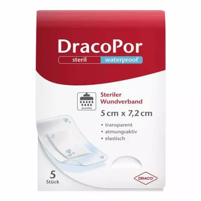 DRACOPOR αδιάβροχος επίδεσμος τραύματος 5x7,2 cm αποστειρωμένος, 5 τεμ DRACOPOR αδιάβροχος επίδεσμος τραύματος 5x7,2 cm αποστειρωμένος, 5 τεμ