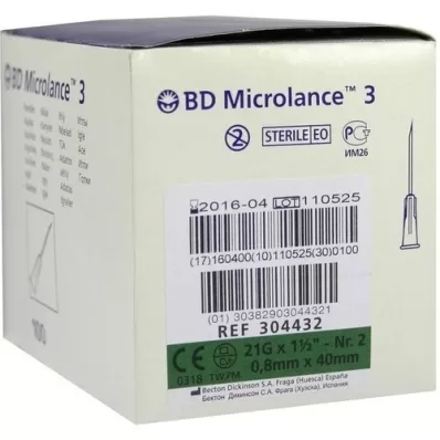 BD MICROLANCE Κάνουλα 21 G 1 1/2 0,8x40 mm, 100 τεμ