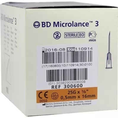 BD MICROLANCE Κάνουλα 25 G 5/8 0,5x16 mm, 100 τεμ