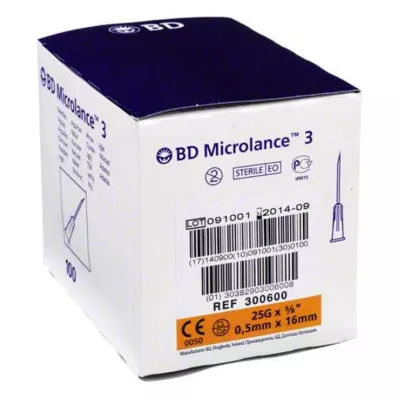 BD MICROLANCE Κάνουλα 25 G 5/8 0,5x16 mm, 100 τεμ BD MICROLANCE Κάνουλα 25 G 5/8 0,5x16 mm, 100 τεμ