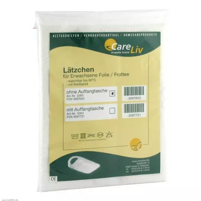 LÄTZCHEN Erw.Folie/Frottee λευκό με ταινία velcro, 1 τεμάχιο