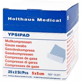 MULLKOMPRESSEN Ypsipad 5x5 cm αποστειρωμένο 8 φορές, 25X2 τεμ