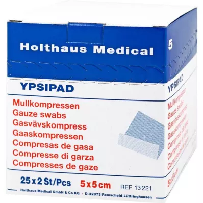 MULLKOMPRESSEN Ypsipad 5x5 cm αποστειρωμένο 8 φορές, 25X2 τεμ