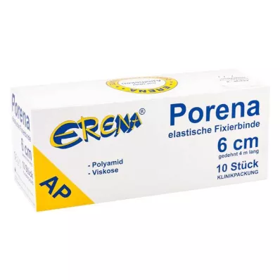 PORENA Ελαστικός επίδεσμος γάζας 6 cm λευκού χρώματος χωρίς τσέλο, 10 τεμάχια