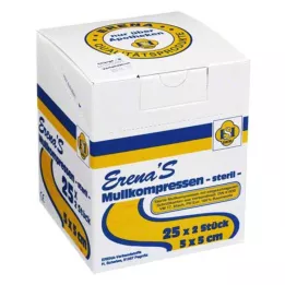 ERENA Κομπρέσα γάζας 5x5 cm αποστειρωμένη 8 φορές, 25X2 τεμάχια