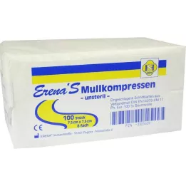 ERENA Κομπρέσα γάζας 7,5x7,5 cm μη αποστειρωμένη 8x, 100 τεμάχια