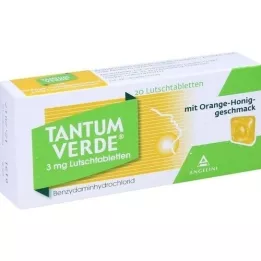 TANTUM VERDE Παστίλιες 3 mg με γεύση πορτοκάλι-μέλι, 20 τεμάχια