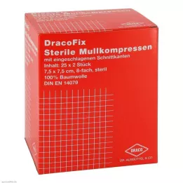 DRACOFIX PEEL Κομπρέσες 7,5x7,5 cm αποστειρωμένες 8 φορές, 25X2 τεμάχια