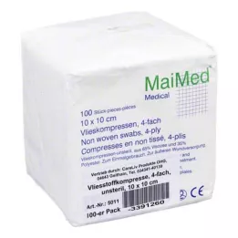 VLIESSTOFF-KOMPRESSEN μη αποστειρωμένο τετραπλό 10x10 cm, 100 τεμ