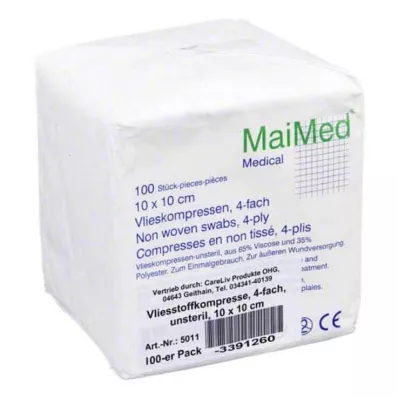 VLIESSTOFF-KOMPRESSEN μη αποστειρωμένο τετραπλό 10x10 cm, 100 τεμ