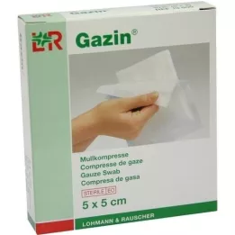 GAZIN Γάζα 5x5 cm αποστειρωμένη 8-πτυχωτή, 5X2 τεμ