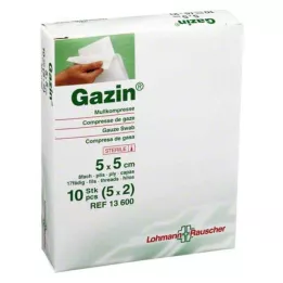 GAZIN Γάζα 5x5 cm αποστειρωμένη 8-πτυχωτή, 5X2 τεμ