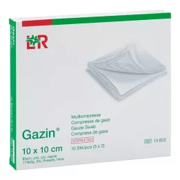 GAZIN Γάζα 10x10 cm αποστειρωμένη 8-πτυχωτή, 5X2 τεμ