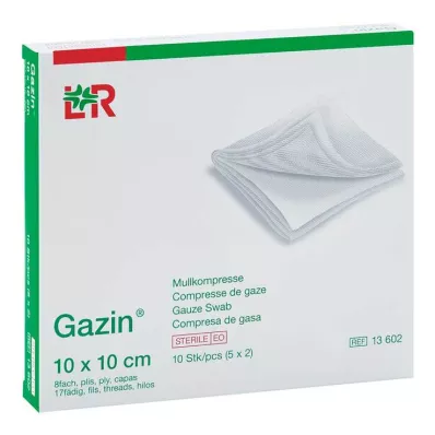 GAZIN Γάζα 10x10 cm αποστειρωμένη 8-πτυχωτή, 5X2 τεμ