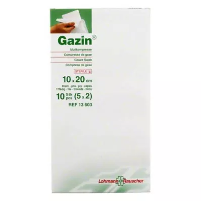 GAZIN Γάζα 10x20 cm αποστειρωμένη 8-πτυχωτή, 5X2 τεμ