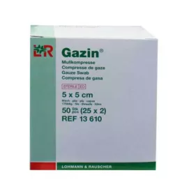 GAZIN Γάζα 5x5 cm αποστειρωμένη 8-πτυχωτή, 25X2 τεμ