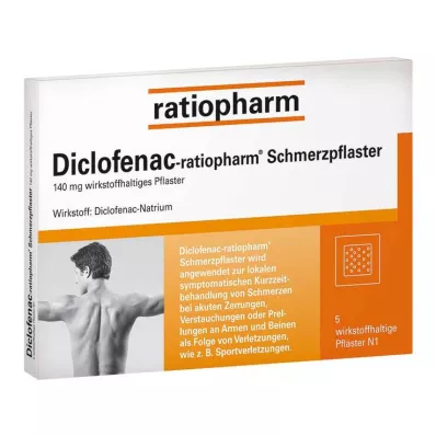 Επιθέματα πόνου Diclofenac-ratiopharm, 5 τεμάχια