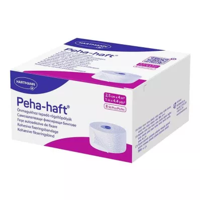 Peha αυτοκόλλητος επίδεσμος στερέωσης χωρίς λάτεξ 2,5 cm x 4 m, 8 τεμ