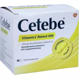 CETEBE Κάψουλες βιταμίνης C παρατεταμένης αποδέσμευσης 500 mg, 180 τεμάχια