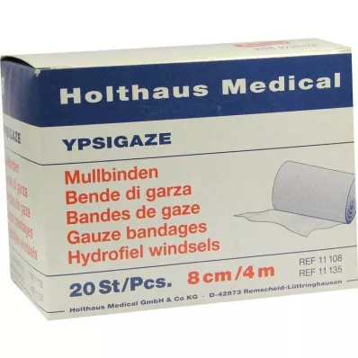 YPSIGAZE Επίδεσμος γάζας 8 cmx4 m, 20 τεμάχια YPSIGAZE Επίδεσμος γάζας 8 cmx4 m, 20 τεμάχια
