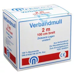 VERBANDMULL 2x1 m zigzag BW 20/100 μη αποστειρωμένο, 1 τεμ