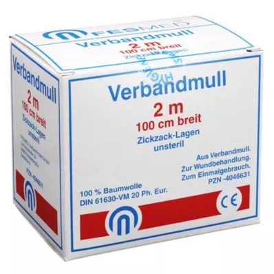 VERBANDMULL 2x1 m zigzag BW 20/100 μη αποστειρωμένο, 1 τεμ