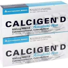 CALCIGEN D 600 mg/400 I.U. Μασώμενα δισκία, 120 κάψουλες