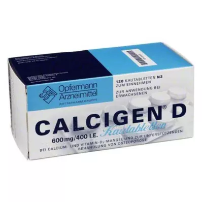 CALCIGEN D 600 mg/400 I.U. Μασώμενα δισκία, 120 κάψουλες
