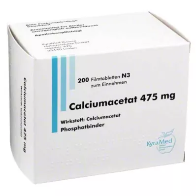 CALCIUMACETAT 475 mg επικαλυμμένα με λεπτό υμένιο δισκία, 200 τεμάχια CALCIUMACETAT 475 mg επικαλυμμένα με λεπτό υμένιο δισκία, 200 τεμάχια