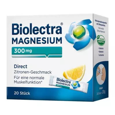 BIOLECTRA Μαγνήσιο 300 mg Direct Lemon Sticks, 20 τεμάχια