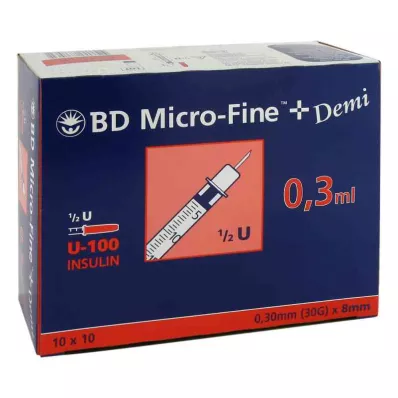 BD MICRO-FINE+ Insulinspr.0,3 ml U100 0,3x8 mm, 100 τεμ BD MICRO-FINE+ Insulinspr.0,3 ml U100 0,3x8 mm, 100 τεμ