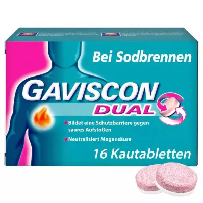 GAVISCON Διπλά μασώμενα δισκία 250mg/106,5mg/187,5mg, 16 τεμάχια