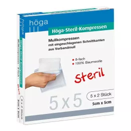 HÖGA-KOMPRESSEN 5x5 cm αποστειρωμένο 8πτυχο, 5X2 τεμ