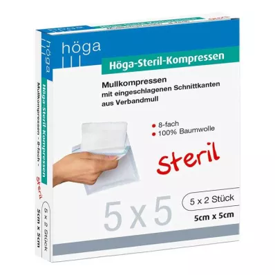 HÖGA-KOMPRESSEN 5x5 cm αποστειρωμένο 8πτυχο, 5X2 τεμ