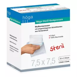 HÖGA-KOMPRESSEN 7,5x7,5 cm αποστειρωμένο 8πτυχο, 25X2 τεμάχια