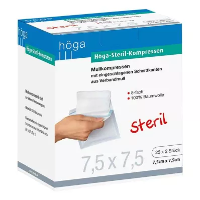 HÖGA-KOMPRESSEN 7,5x7,5 cm αποστειρωμένο 8πτυχο, 25X2 τεμάχια