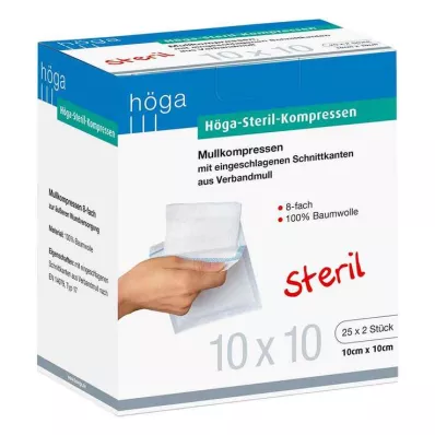 HÖGA-KOMPRESSEN 10x10 cm αποστειρωμένο 8πτυχο, 25X2 τεμ